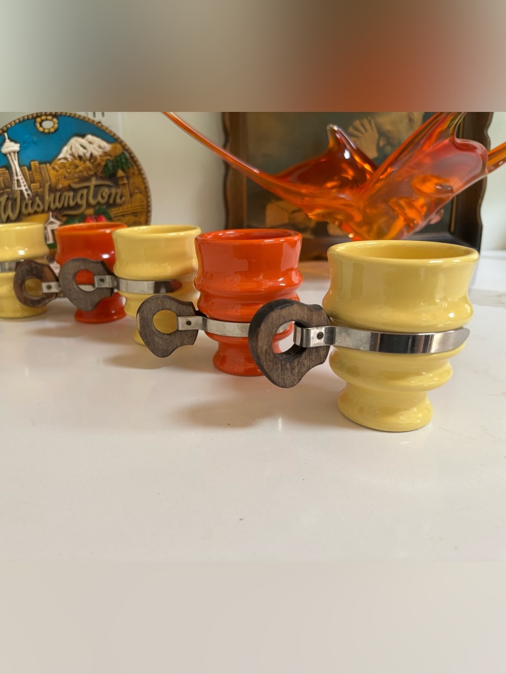 MCM Metlox Poppytrail Uranium Orange Ceramic Coffee/Tea Mugs W/Handles Set Of 5